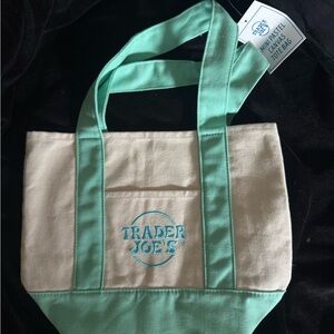 Trader Joe's Mint and Cream Tote Bag